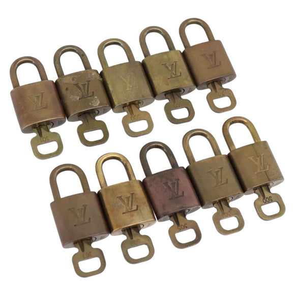 LOUIS VUITTON Padlock Metal 10 Set Gold Tone LV Auth 167811