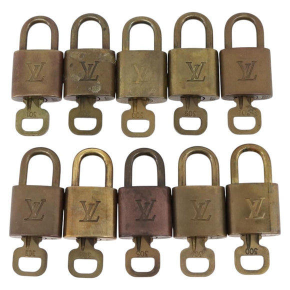 LOUIS VUITTON Padlock Metal 10 Set Gold Tone LV Auth 167811