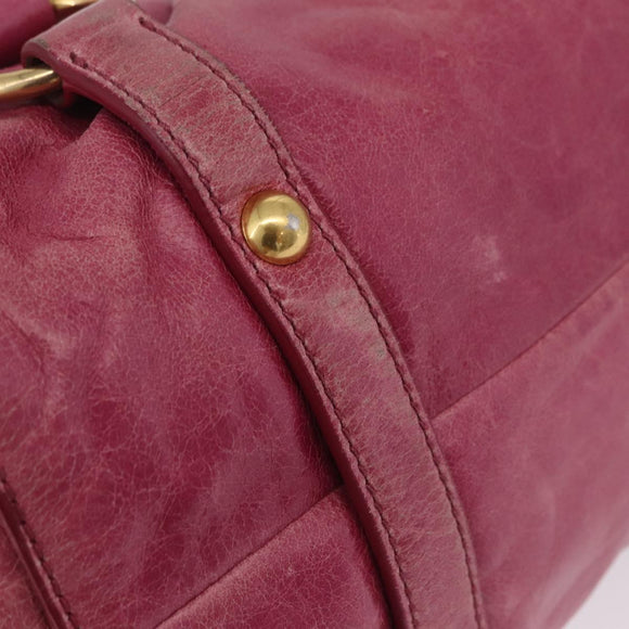 Miu Miu Hand Bag Leather 2way Pink Gold Auth 167814M