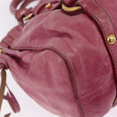 Miu Miu Hand Bag Leather 2way Pink Gold Auth 167814M-19