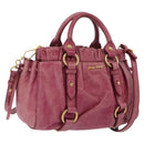 Miu Miu Hand Bag Leather 2way Pink Gold Auth 167814M-1