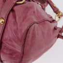 Miu Miu Hand Bag Leather 2way Pink Gold Auth 167814M-20