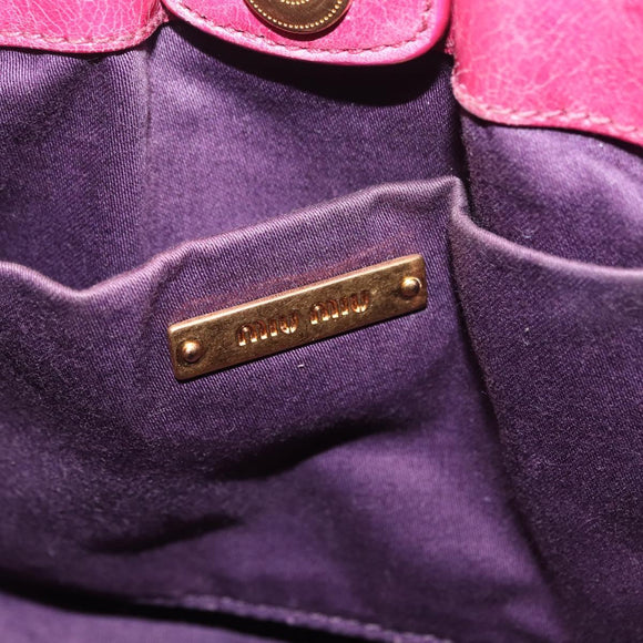 Miu Miu Hand Bag Leather 2way Pink Gold Auth 167814M