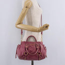 Miu Miu Hand Bag Leather 2way Pink Gold Auth 167814M-29