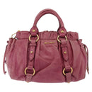Miu Miu Hand Bag Leather 2way Pink Gold Auth 167814M-2