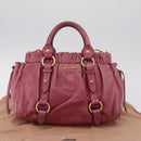 Miu Miu Hand Bag Leather 2way Pink Gold Auth 167814M-30
