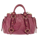 Miu Miu Hand Bag Leather 2way Pink Gold Auth 167814M-3