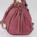 Miu Miu Hand Bag Leather 2way Pink Gold Auth 167814M-4