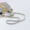 Miu Miu Hand Bag Leather 2way Gray Gold Auth 167815A-11