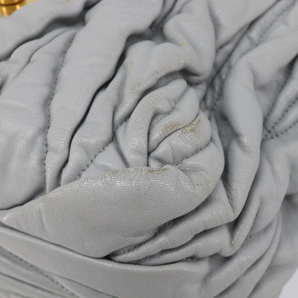 Miu Miu Hand Bag Leather 2way Gray Gold Auth 167815A