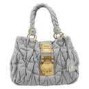 Miu Miu Hand Bag Leather 2way Gray Gold Auth 167815A-2