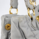 Miu Miu Hand Bag Leather 2way Gray Gold Auth 167815A-21