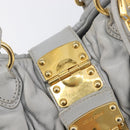 Miu Miu Hand Bag Leather 2way Gray Gold Auth 167815A-22