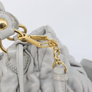 Miu Miu Hand Bag Leather 2way Gray Gold Auth 167815A-25