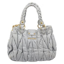 Miu Miu Hand Bag Leather 2way Gray Gold Auth 167815A-3
