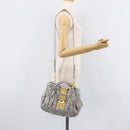 Miu Miu Hand Bag Leather 2way Gray Gold Auth 167815A-39
