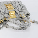 Miu Miu Hand Bag Leather 2way Gray Gold Auth 167815A-7