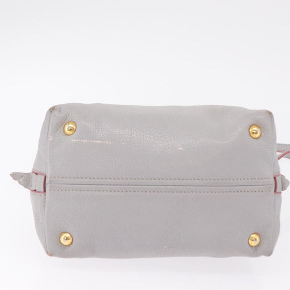 Miu Miu Hand Bag Leather 2way Gray Gold Auth 167817A