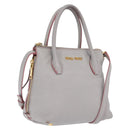 Miu Miu Hand Bag Leather 2way Gray Gold Auth 167817A-1