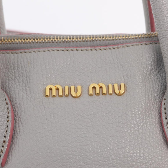 Miu Miu Hand Bag Leather 2way Gray Gold Auth 167817A