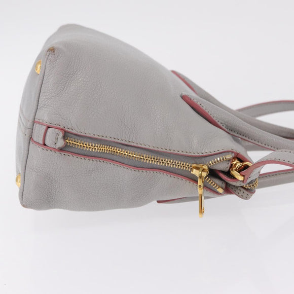 Miu Miu Hand Bag Leather 2way Gray Gold Auth 167817A