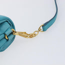Miu Miu Matelasse Shoulder Bag Leather Turquoise Blue Gold Auth 167818M-10