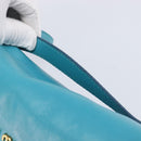 Miu Miu Matelasse Shoulder Bag Leather Turquoise Blue Gold Auth 167818M-12