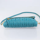 Miu Miu Matelasse Shoulder Bag Leather Turquoise Blue Gold Auth 167818M-14