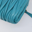 Miu Miu Matelasse Shoulder Bag Leather Turquoise Blue Gold Auth 167818M-17