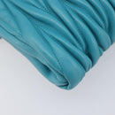 Miu Miu Matelasse Shoulder Bag Leather Turquoise Blue Gold Auth 167818M-18