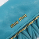 Miu Miu Matelasse Shoulder Bag Leather Turquoise Blue Gold Auth 167818M-19
