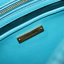 Miu Miu Matelasse Shoulder Bag Leather Turquoise Blue Gold Auth 167818M-22