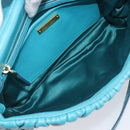 Miu Miu Matelasse Shoulder Bag Leather Turquoise Blue Gold Auth 167818M-23
