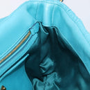 Miu Miu Matelasse Shoulder Bag Leather Turquoise Blue Gold Auth 167818M-24