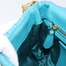Miu Miu Matelasse Shoulder Bag Leather Turquoise Blue Gold Auth 167818M-25