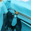 Miu Miu Matelasse Shoulder Bag Leather Turquoise Blue Gold Auth 167818M-26