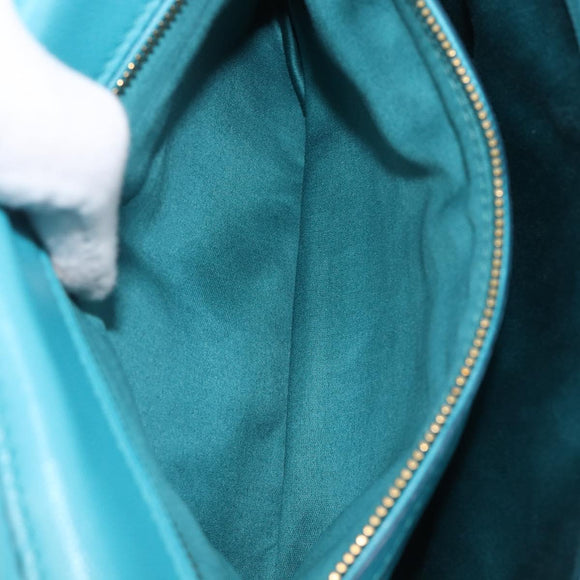 Miu Miu Matelasse Shoulder Bag Leather Turquoise Blue Gold Auth 167818M