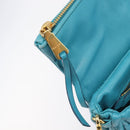 Miu Miu Matelasse Shoulder Bag Leather Turquoise Blue Gold Auth 167818M-29
