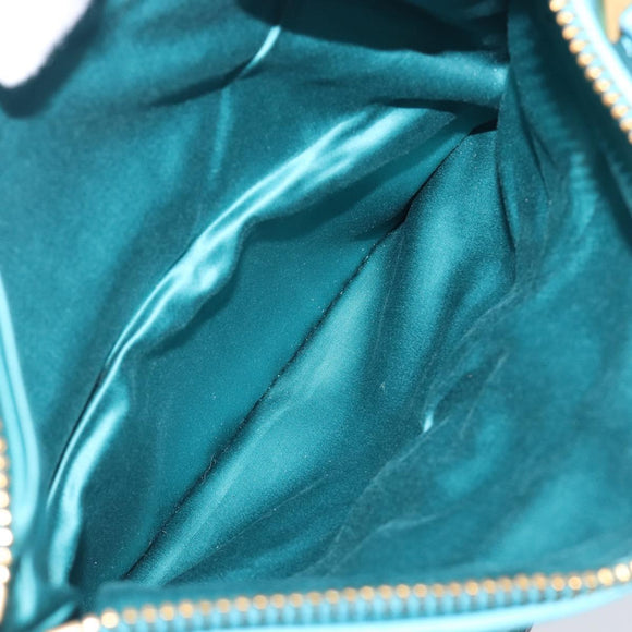 Miu Miu Matelasse Shoulder Bag Leather Turquoise Blue Gold Auth 167818M