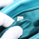 Miu Miu Matelasse Shoulder Bag Leather Turquoise Blue Gold Auth 167818M-31