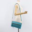 Miu Miu Matelasse Shoulder Bag Leather Turquoise Blue Gold Auth 167818M-32