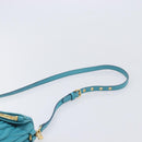 Miu Miu Matelasse Shoulder Bag Leather Turquoise Blue Gold Auth 167818M-8