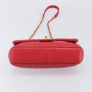 CHANEL Matelasse25 Hand Bag Lamb Skin 2way Red Gold CC Auth 167820SAM-12