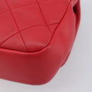 CHANEL Matelasse25 Hand Bag Lamb Skin 2way Red Gold CC Auth 167820SAM-15