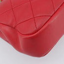 CHANEL Matelasse25 Hand Bag Lamb Skin 2way Red Gold CC Auth 167820SAM-16