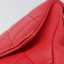 CHANEL Matelasse25 Hand Bag Lamb Skin 2way Red Gold CC Auth 167820SAM-20