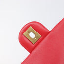 CHANEL Matelasse25 Hand Bag Lamb Skin 2way Red Gold CC Auth 167820SAM-22