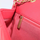 CHANEL Matelasse25 Hand Bag Lamb Skin 2way Red Gold CC Auth 167820SAM-27