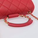 CHANEL Matelasse25 Hand Bag Lamb Skin 2way Red Gold CC Auth 167820SAM-7