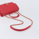 CHANEL Matelasse25 Hand Bag Lamb Skin 2way Red Gold CC Auth 167820SAM-9